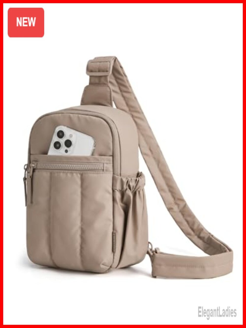 Quilted Puffer Crossbody Bag Women Sling Fanny Pack Adjustable Strap Nylon